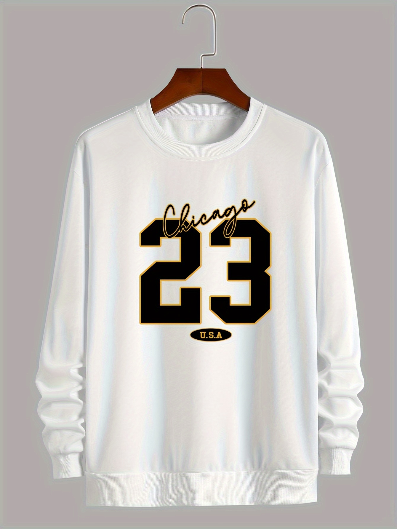 mens fashionable casual number 23 print round neck pullover long sleeve sweatshirt suitable for outdoor sports for autumn and spring as gifts details 12