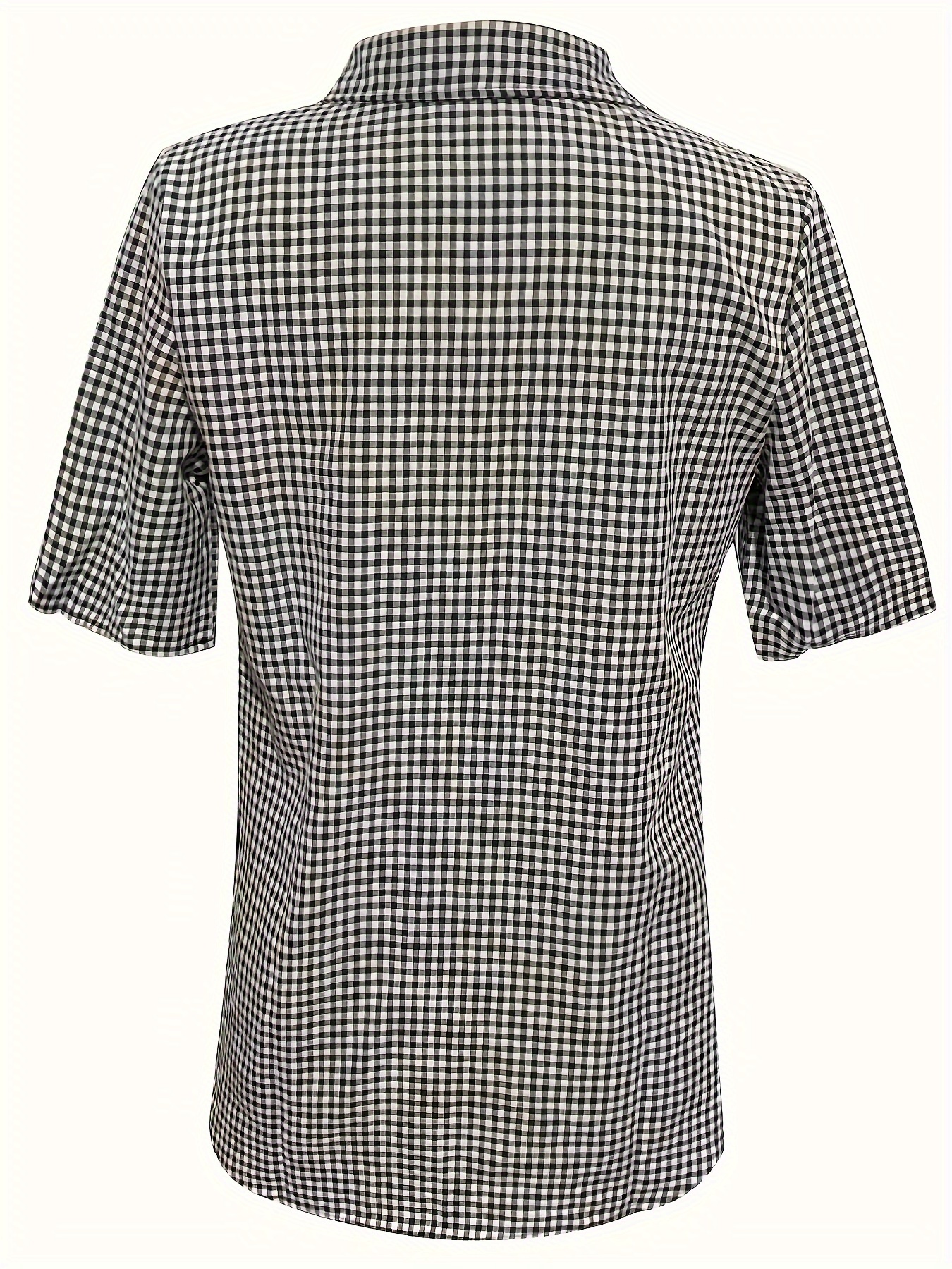 plaid print button front shirt casual short sleeve shirt for spring summer womens clothing details 6