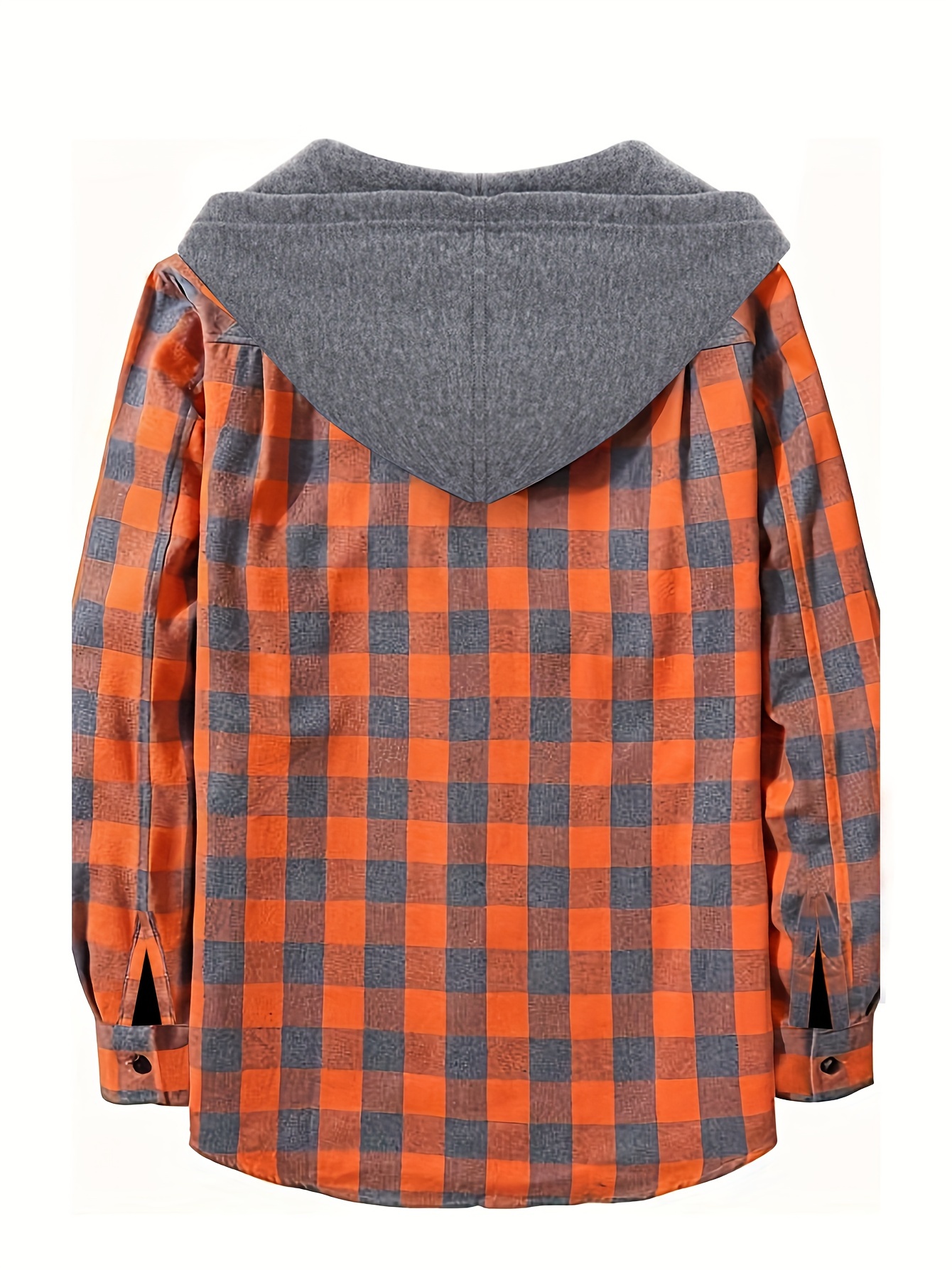 plaid shirt coat for men long sleeve casual regular fit button up hooded shirts jacket details 11