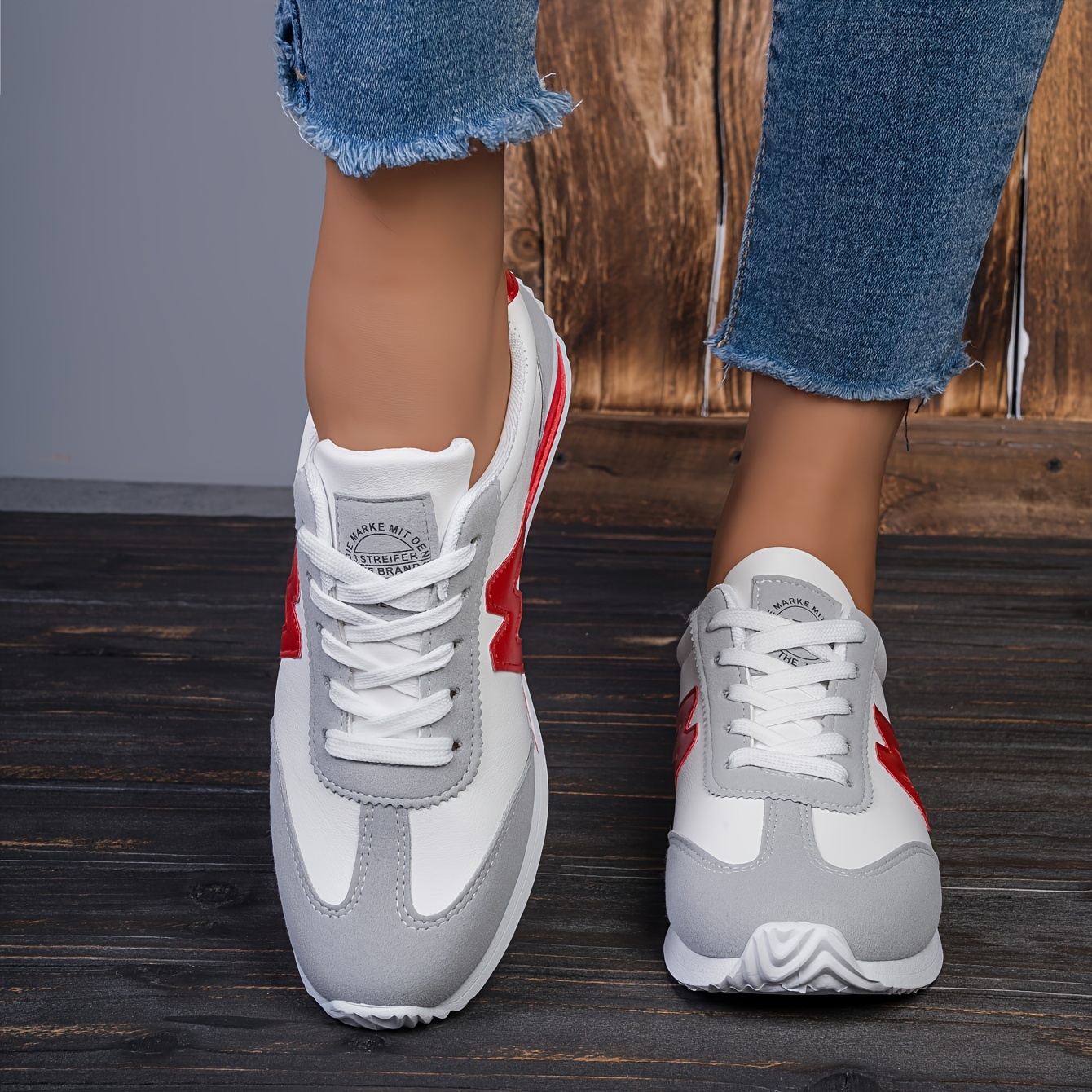 womens colorblock casual sneakers lace up soft sole platform walking shoes lightweight low top running shoes details 5
