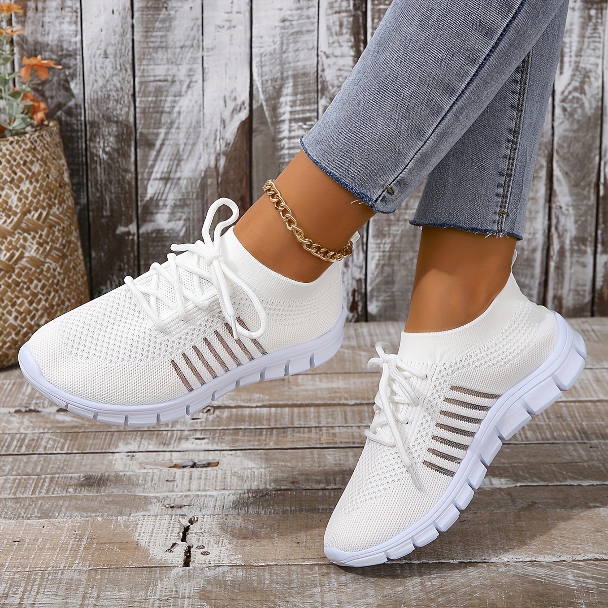 womens knitted sports shoes breathable lightweight low top running sneakers casual outdoor gym jogging trainers details 14