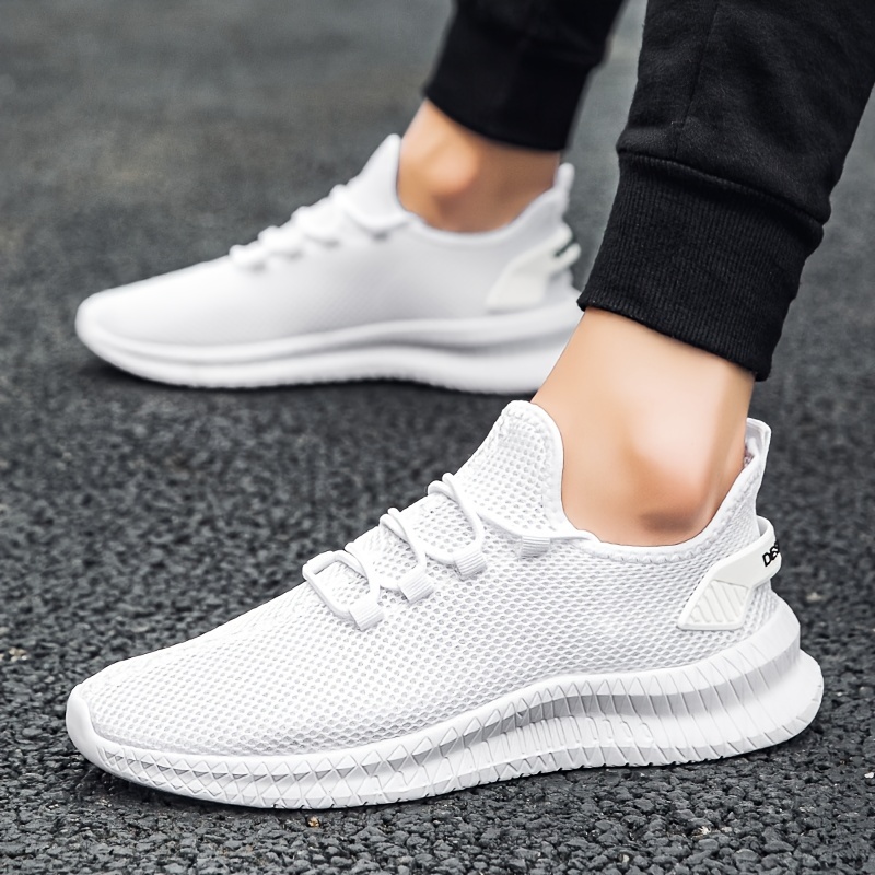mens fashion trendy knit breathable lightweight comfy casual sneakers for sports details 2