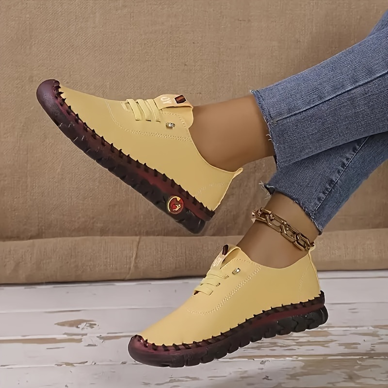 Women s Solid Color Casual Sneakers, Soft Sole Platform Slip On Walking Shoes, Low-top Versatile Comfy Shoes details 2