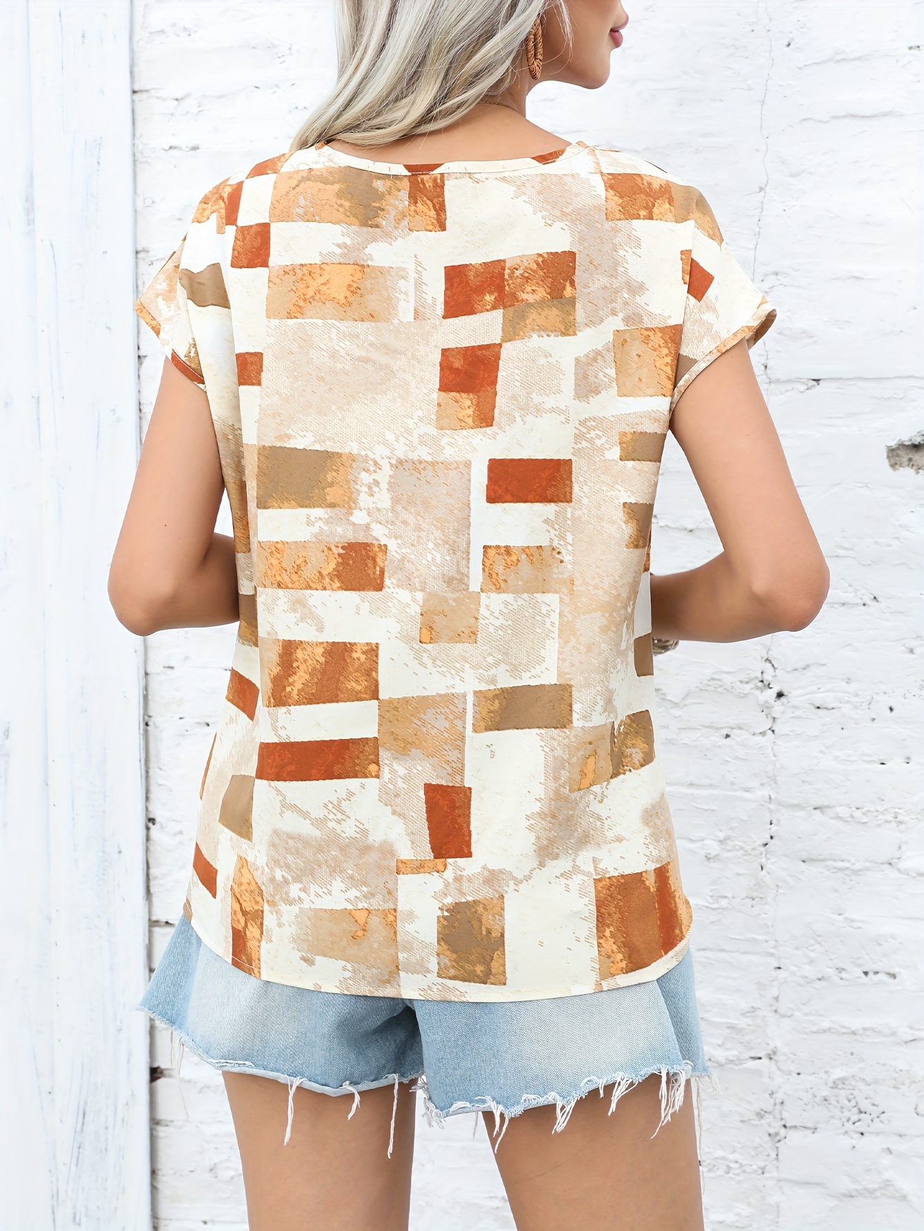 graphic print crew neck t shirt short sleeve aztec print tops womens clothing details 18
