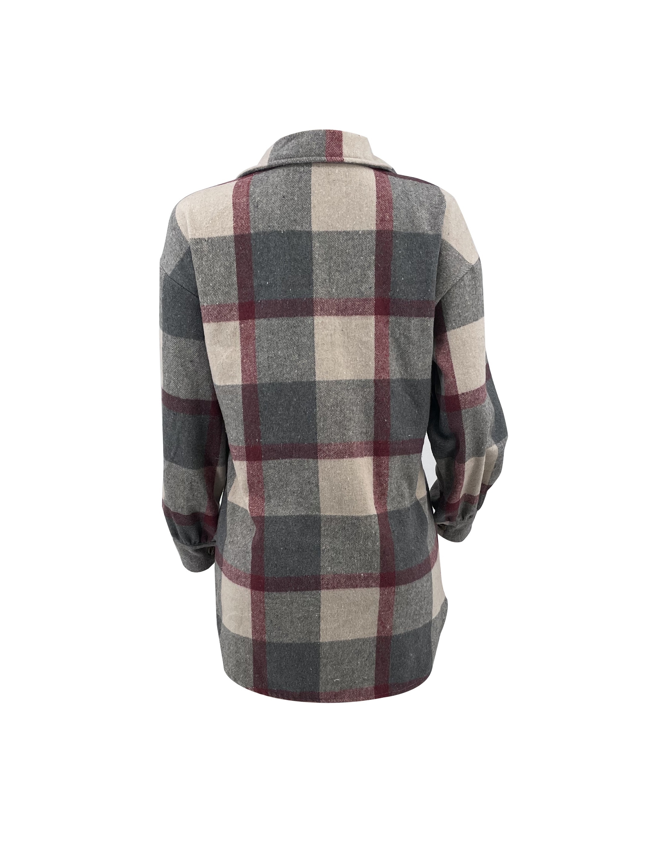 plaid pattern flap pockets jacket vintage drop shoulder single breasted outwear for fall winter womens clothing details 5