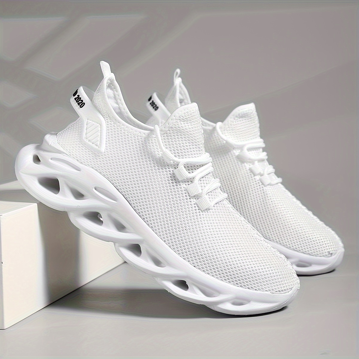 mens trendy solid colour blade type sneakers comfy non slip shock absorption lace up shoes for mens outdoor activities details 8