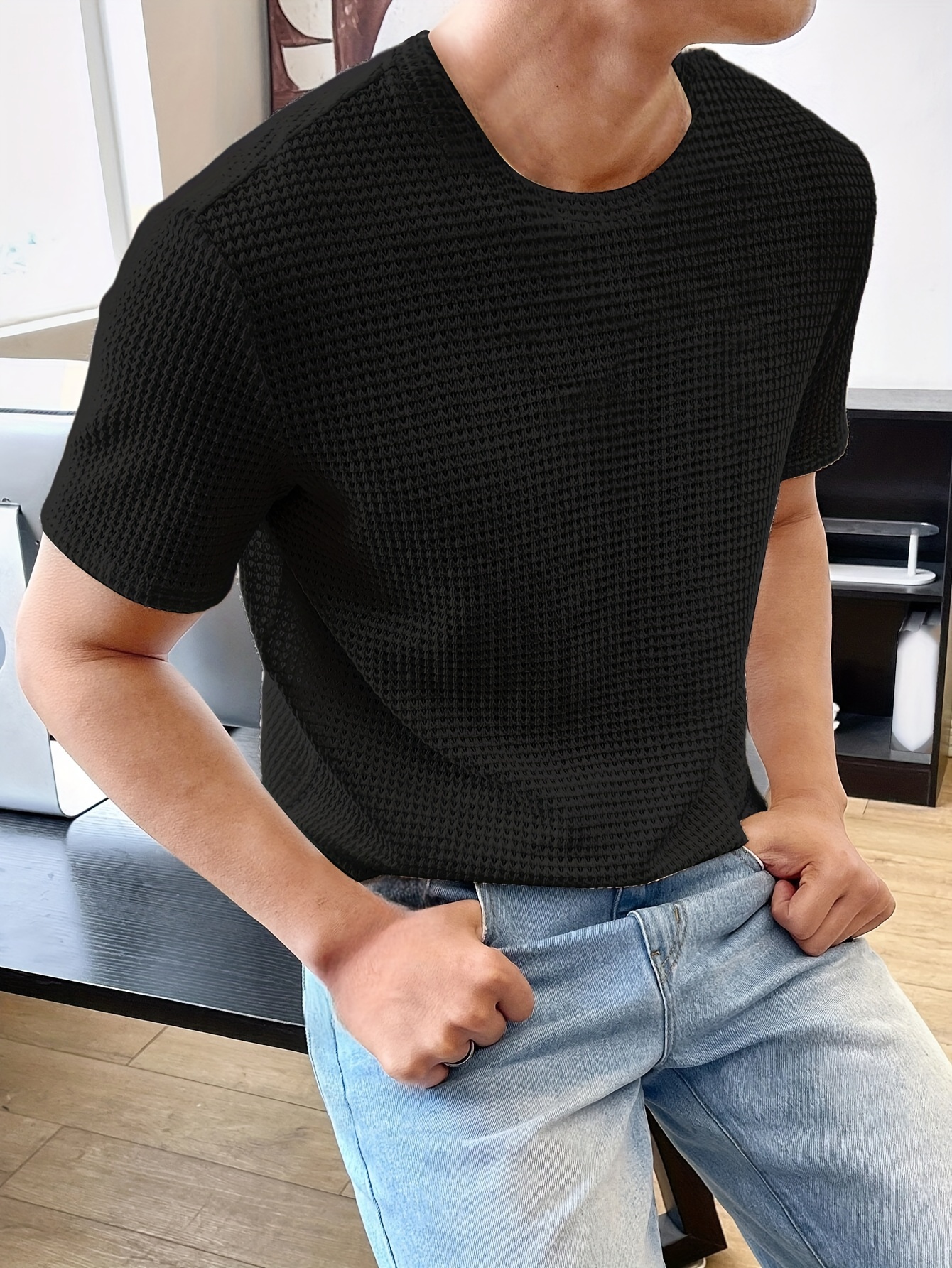 mens hollow out crew neck active t shirt casual comfy tees tshirts for summer mens clothing tops for daily gym workout running details 5