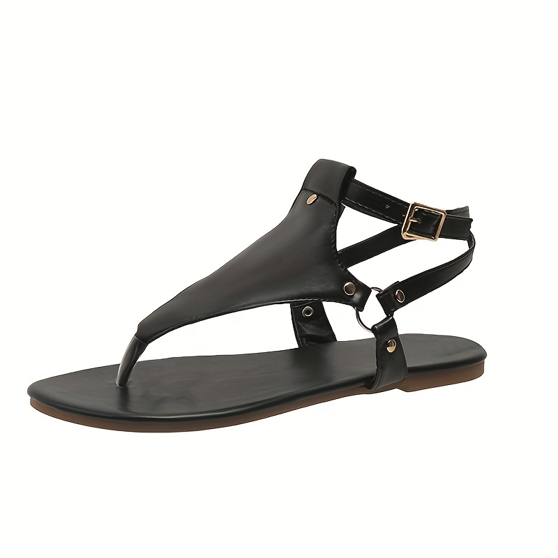 womens flat thong sandals roman style open toe buckle strap shoes casual slingback sandals details 3