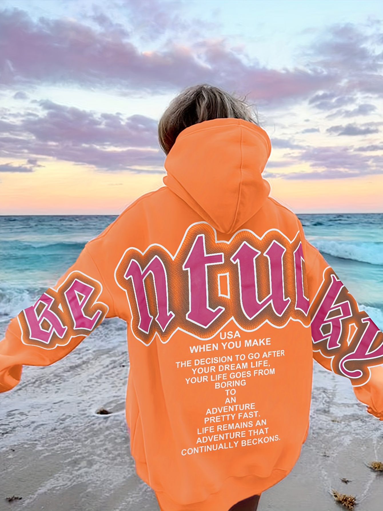 letter print loose hoodie casual long sleeve hoodies sweatshirt womens clothing details 10