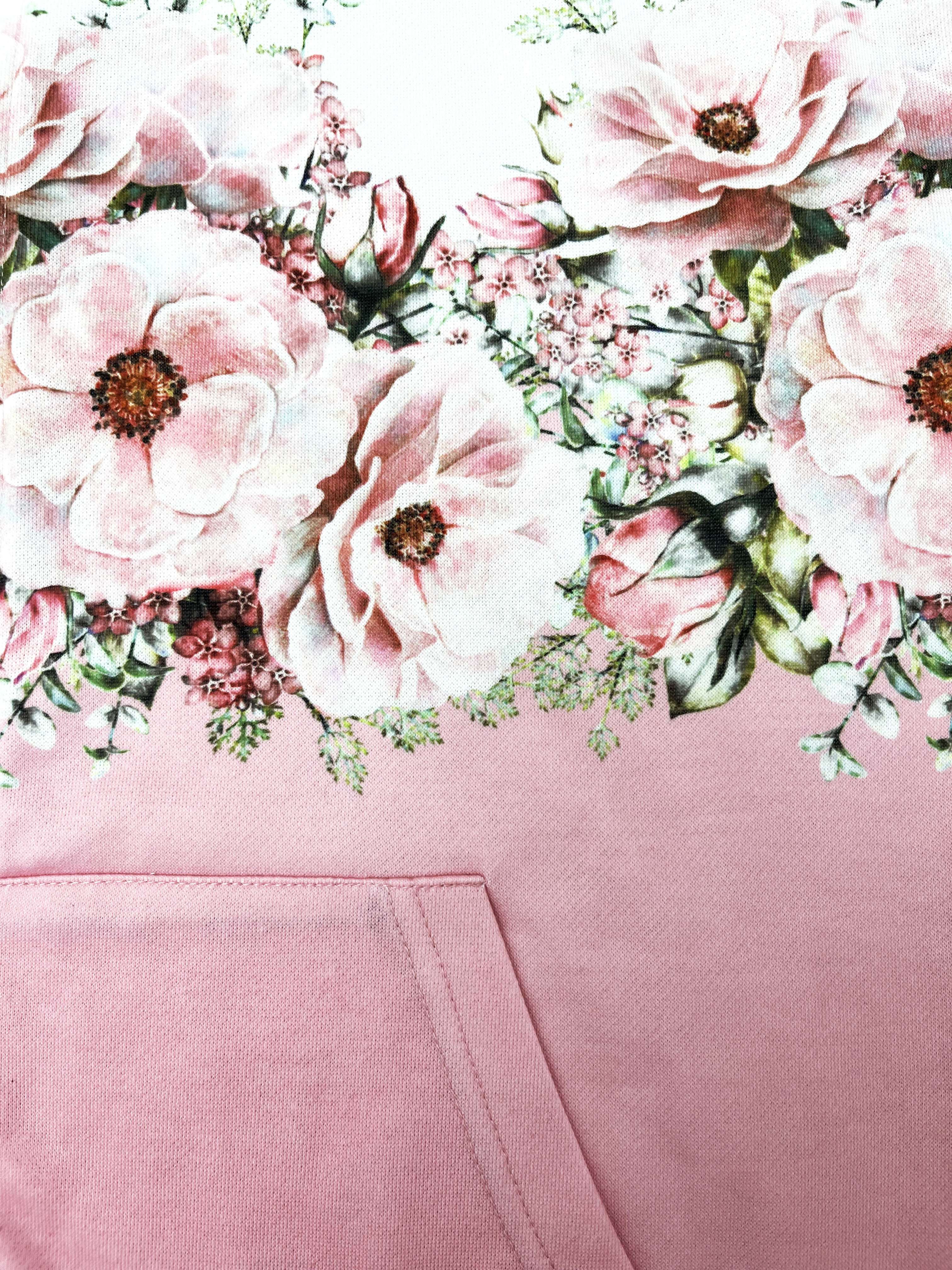 floral print zip up drawstring hoodie casual long sleeve slant pockets hoodie outerwear womens clothing details 2