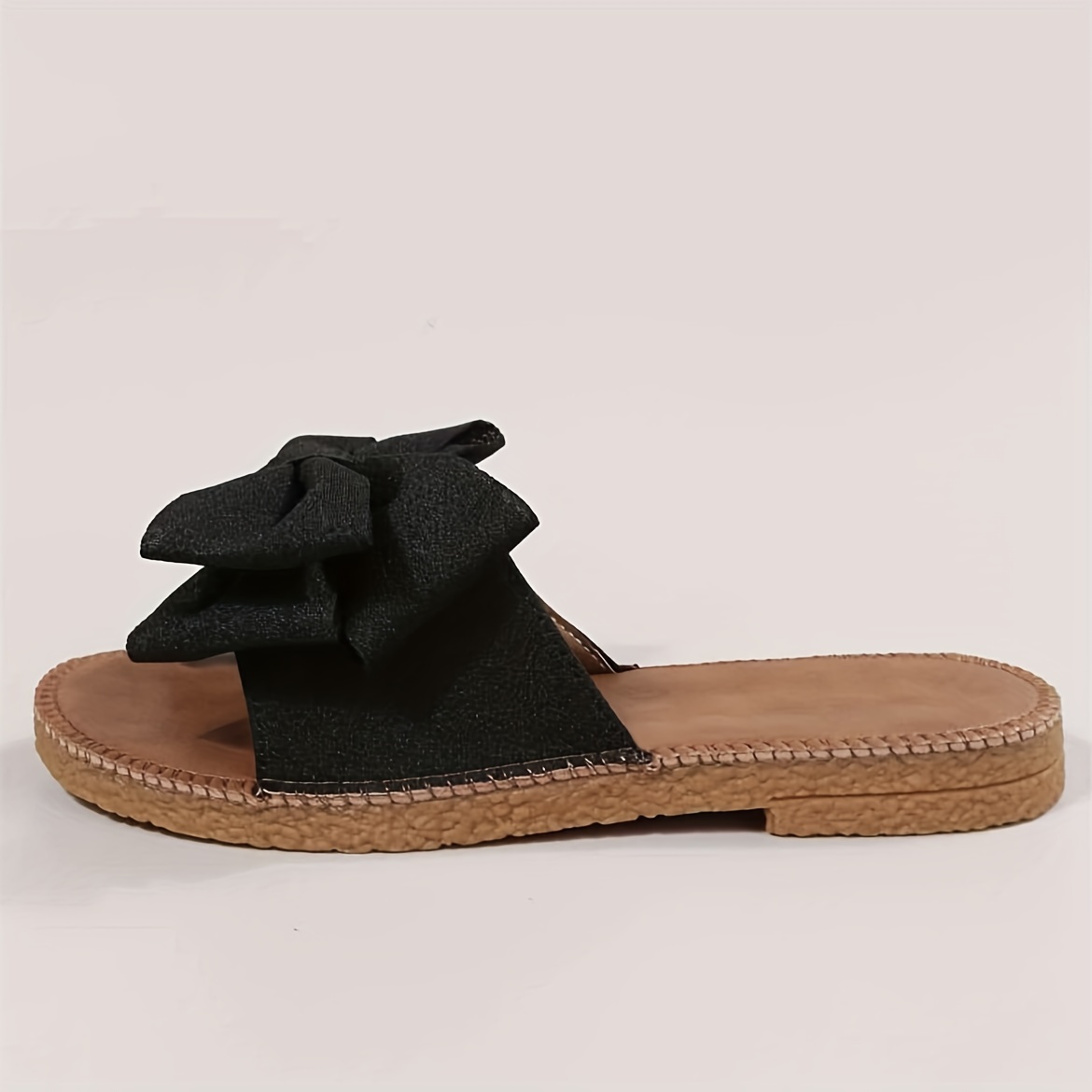 womens bow flat slide sandals fashion open round toe slip on shoes casual outdoor slides details 6