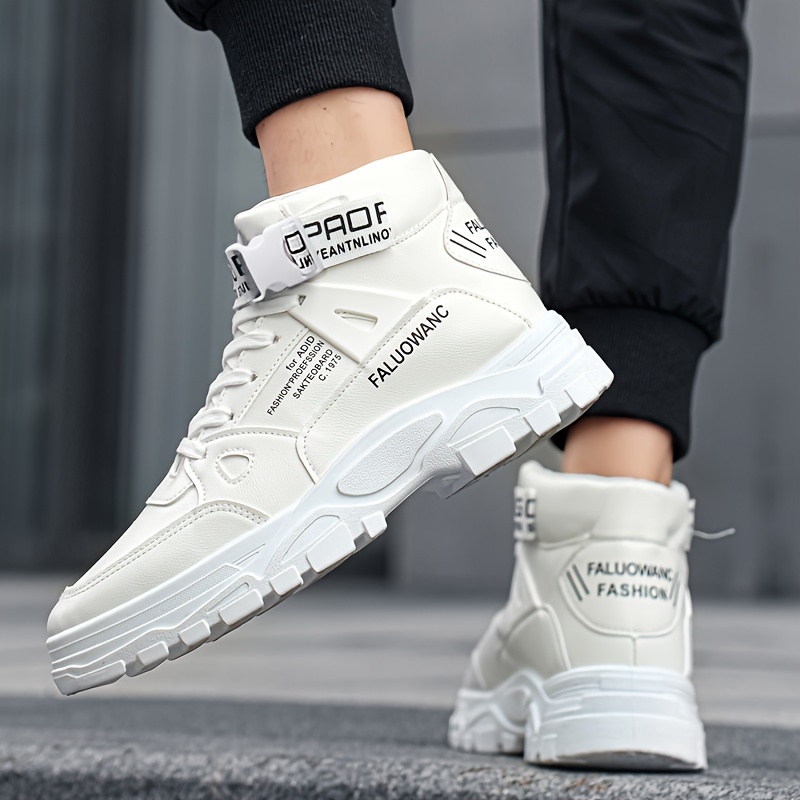 mens trendy work boots windproof anti skid high top lace up shoes with thick sole for outdoor walking running hiking autumn and winter details 12