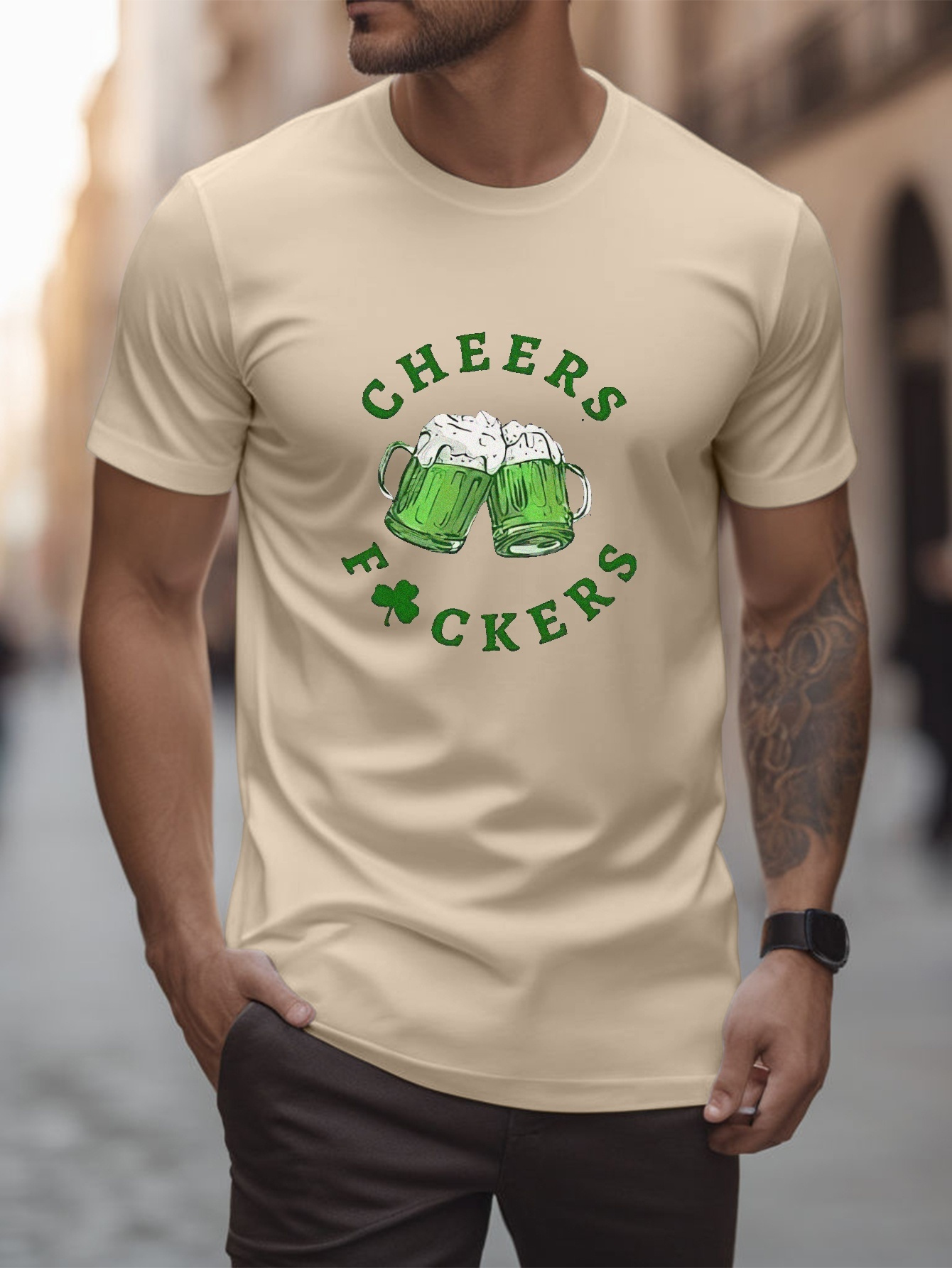 st patricks day cheers beer mugs print t shirt tees for men casual short sleeve t shirt for summer details 10