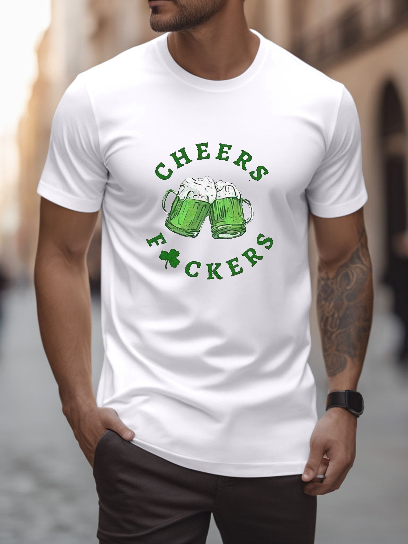 st patricks day cheers beer mugs print t shirt tees for men casual short sleeve t shirt for summer details 5