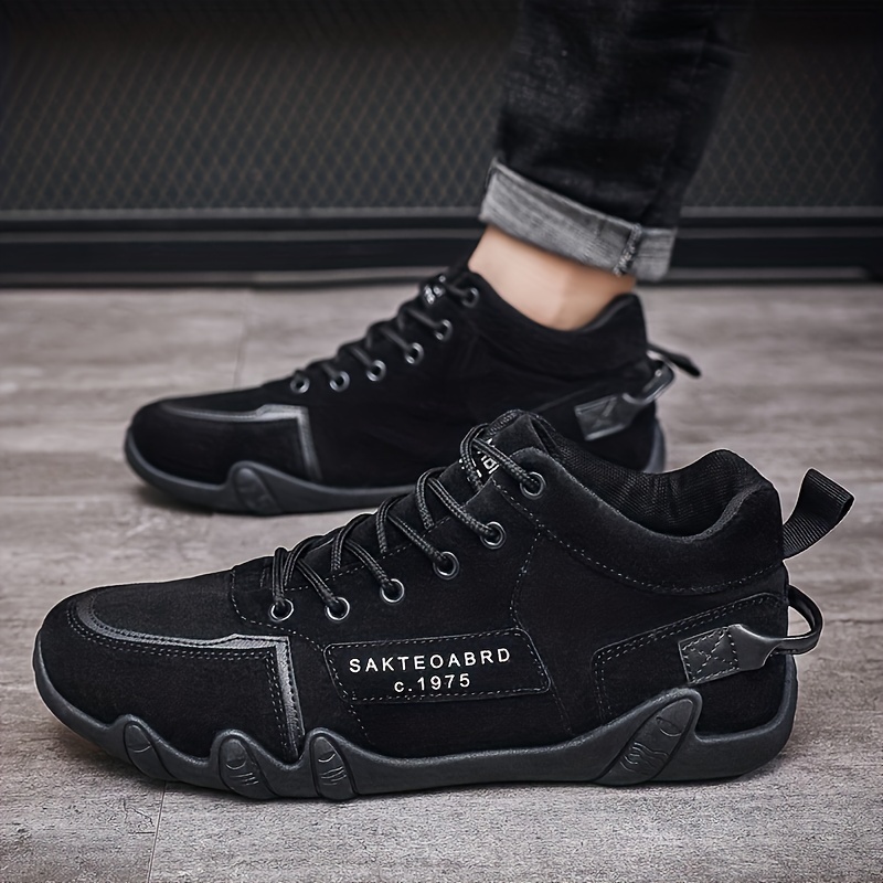 mens leather lace up sneaker wear resistant comfortable soft sole shoes casual non slip sneakers for spring autumn details 3