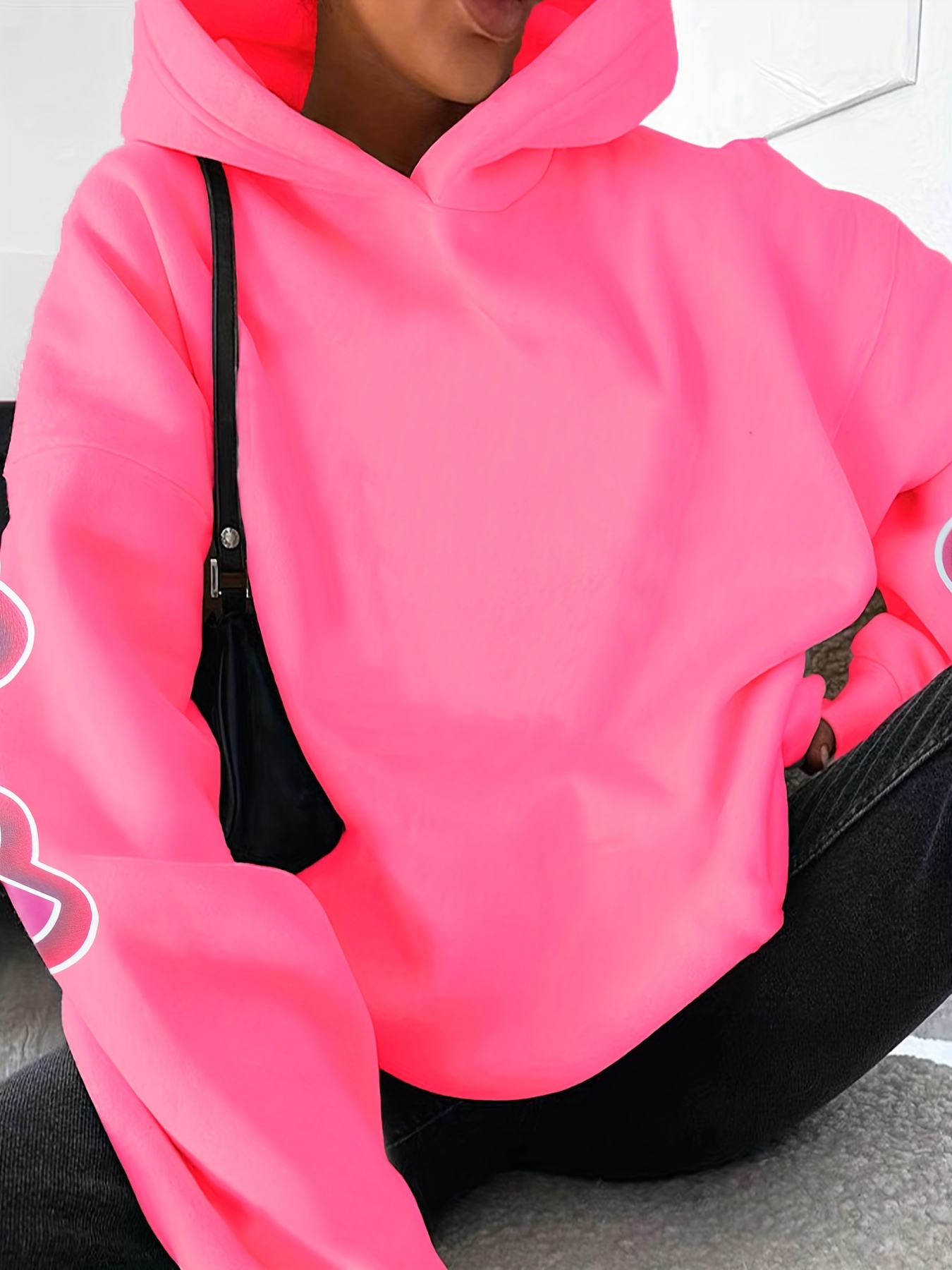 letter print loose hoodie casual long sleeve hoodies sweatshirt womens clothing details 18