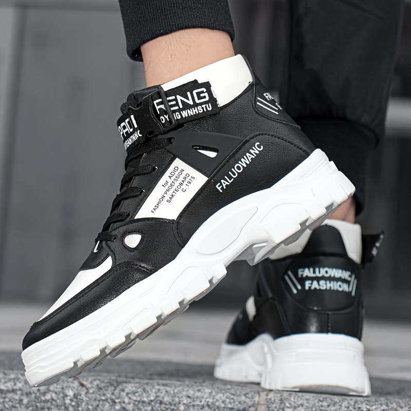 mens trendy work boots windproof anti skid high top lace up shoes with thick sole for outdoor walking running hiking autumn and winter details 2