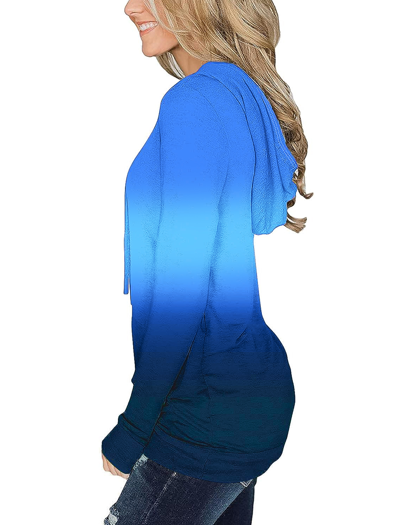 ombre kangaroo pocket hoodie casual long sleeve drawstring hoodies sweatshirt womens clothing details 20