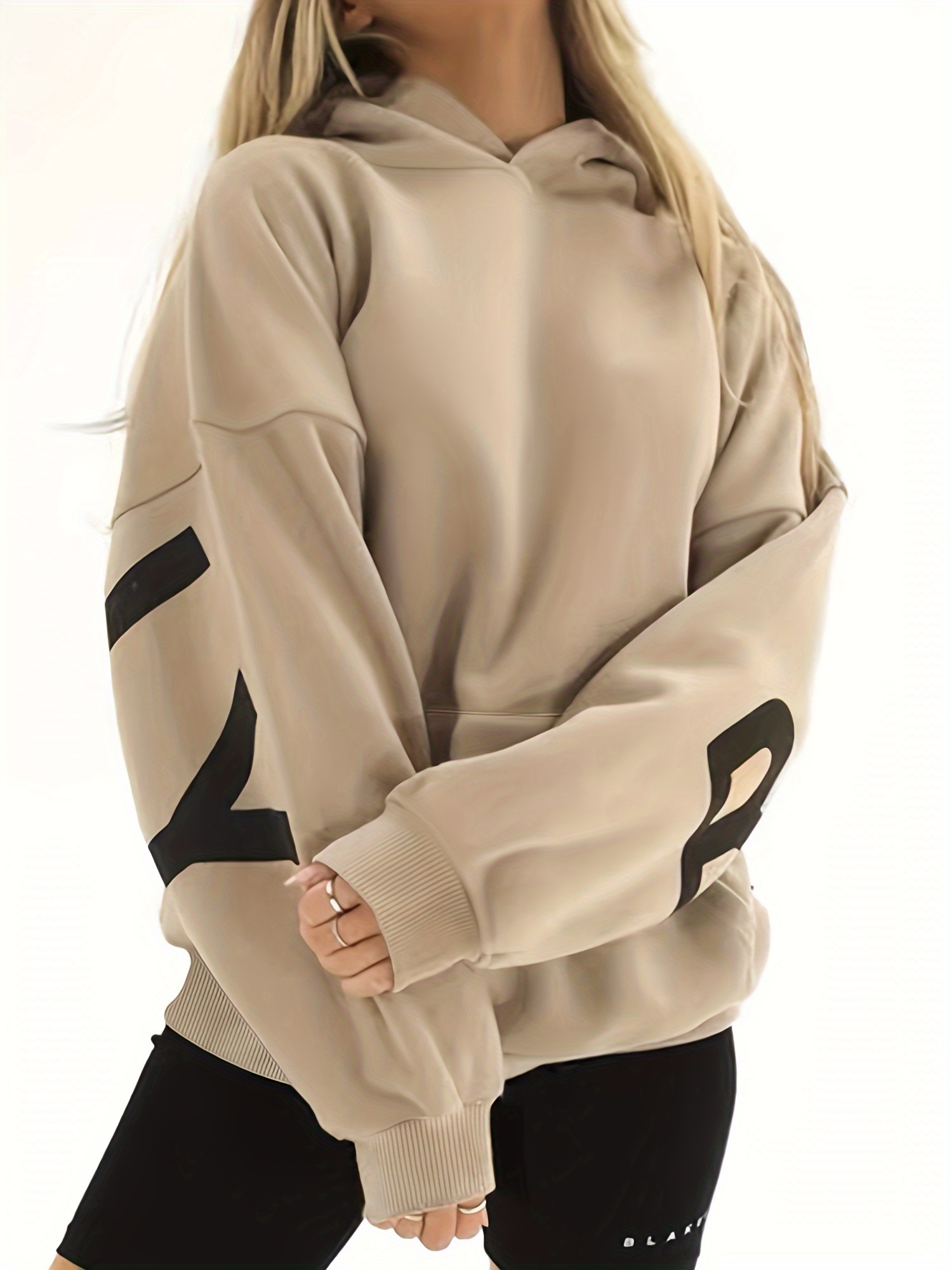 letter print hoodie casual long sleeve hoodies sweatshirt womens clothing details 3