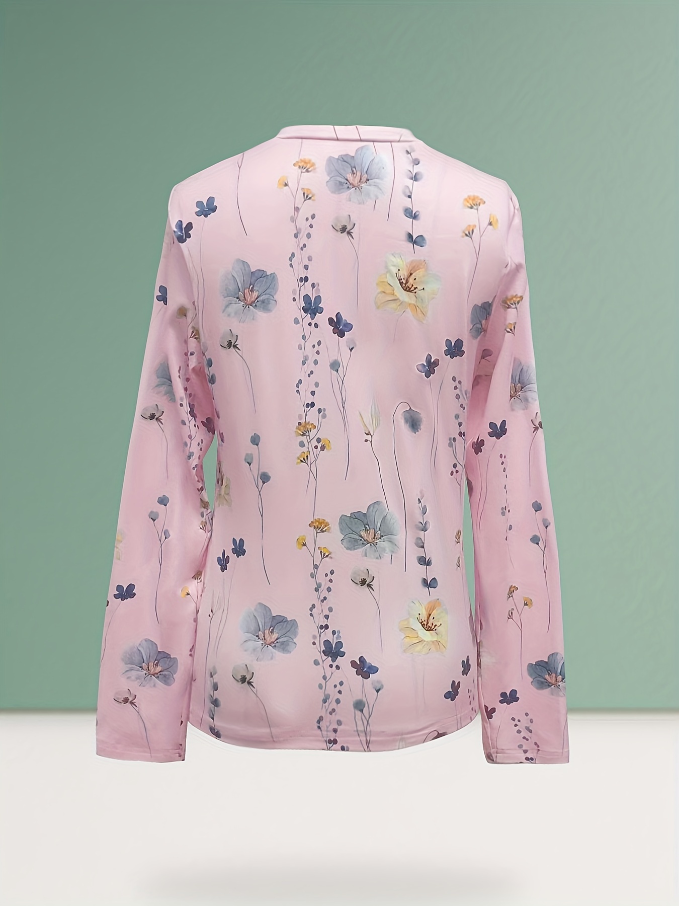 floral print sweatshirt casual long sleeve crew neck sweatshirt for spring fall womens clothing details 26