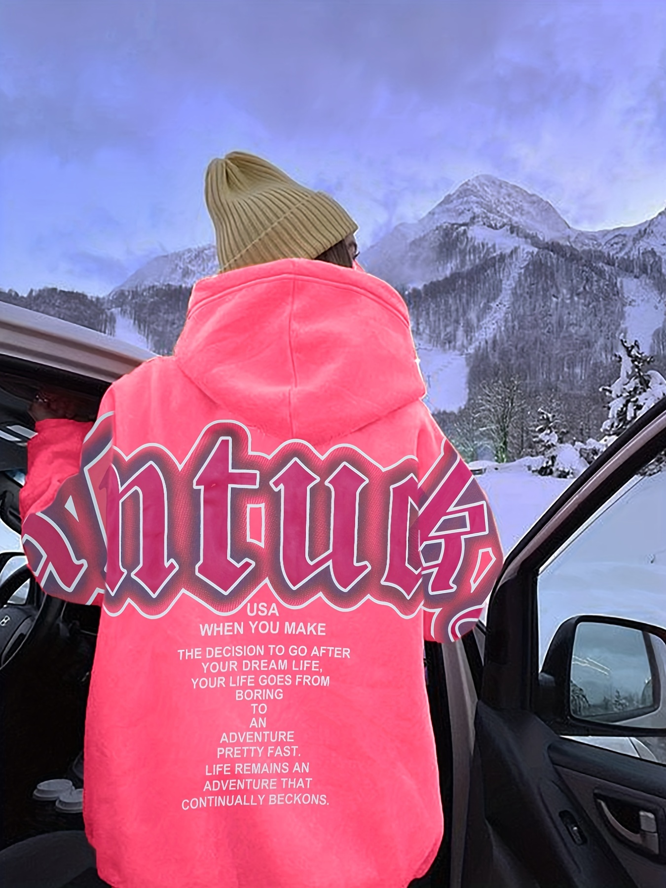 letter print loose hoodie casual long sleeve hoodies sweatshirt womens clothing details 17