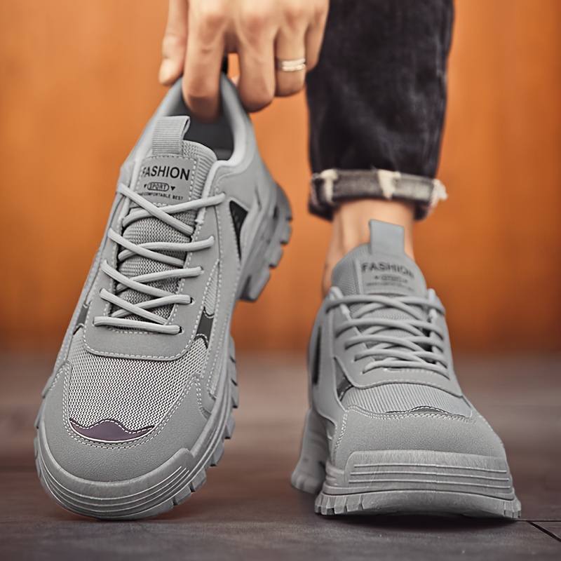 mens casual sneakers with pu leather uppers wear resistant ati skid lace up shoes for outdoor daily details 13