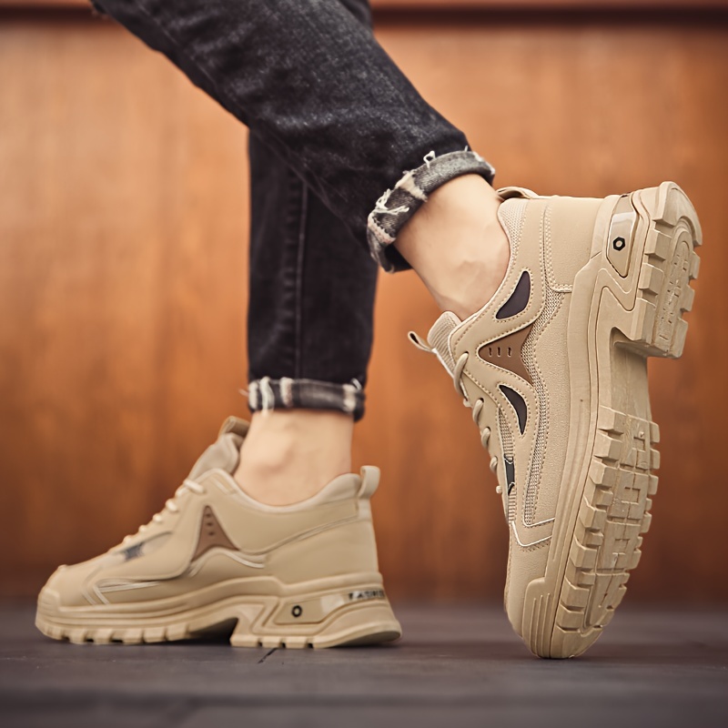 mens casual sneakers with pu leather uppers wear resistant ati skid lace up shoes for outdoor daily details 11