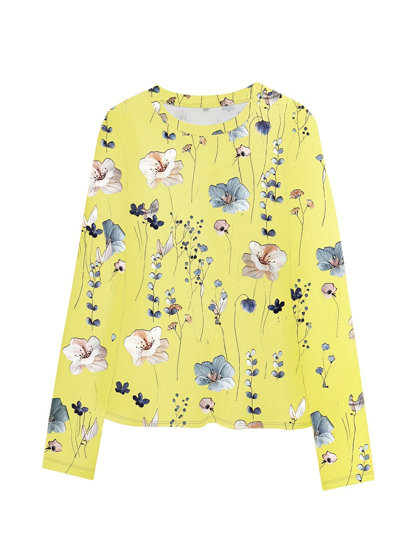 floral print sweatshirt casual long sleeve crew neck sweatshirt for spring fall womens clothing details 32