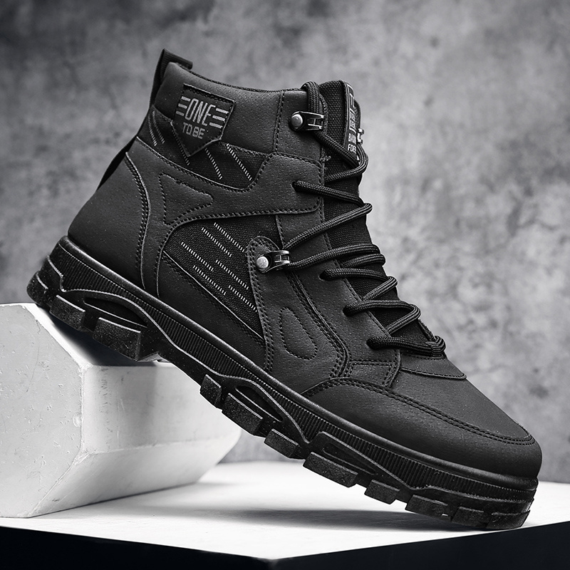 mens comfortable breathable durable lace up boots hiking boots for winter details 0