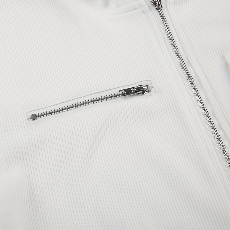 zip up crop slim hoodie, zip up crop slim hoodie casual long sleeve drawstring hoodies sweatshirt womens clothing details 3