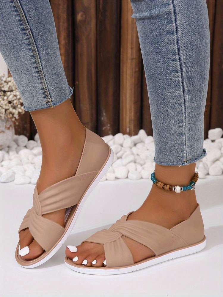 flat sandals, womens cross strap flat sandals casual slip on summer shoes lightweight cut out design pvc sandals details 6