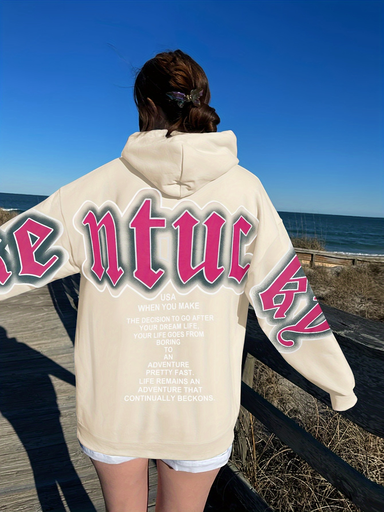 letter print loose hoodie casual long sleeve hoodies sweatshirt womens clothing details 3