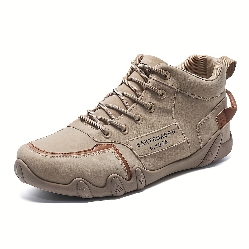mens leather lace up sneaker wear resistant comfortable soft sole shoes casual non slip sneakers for spring autumn details 5