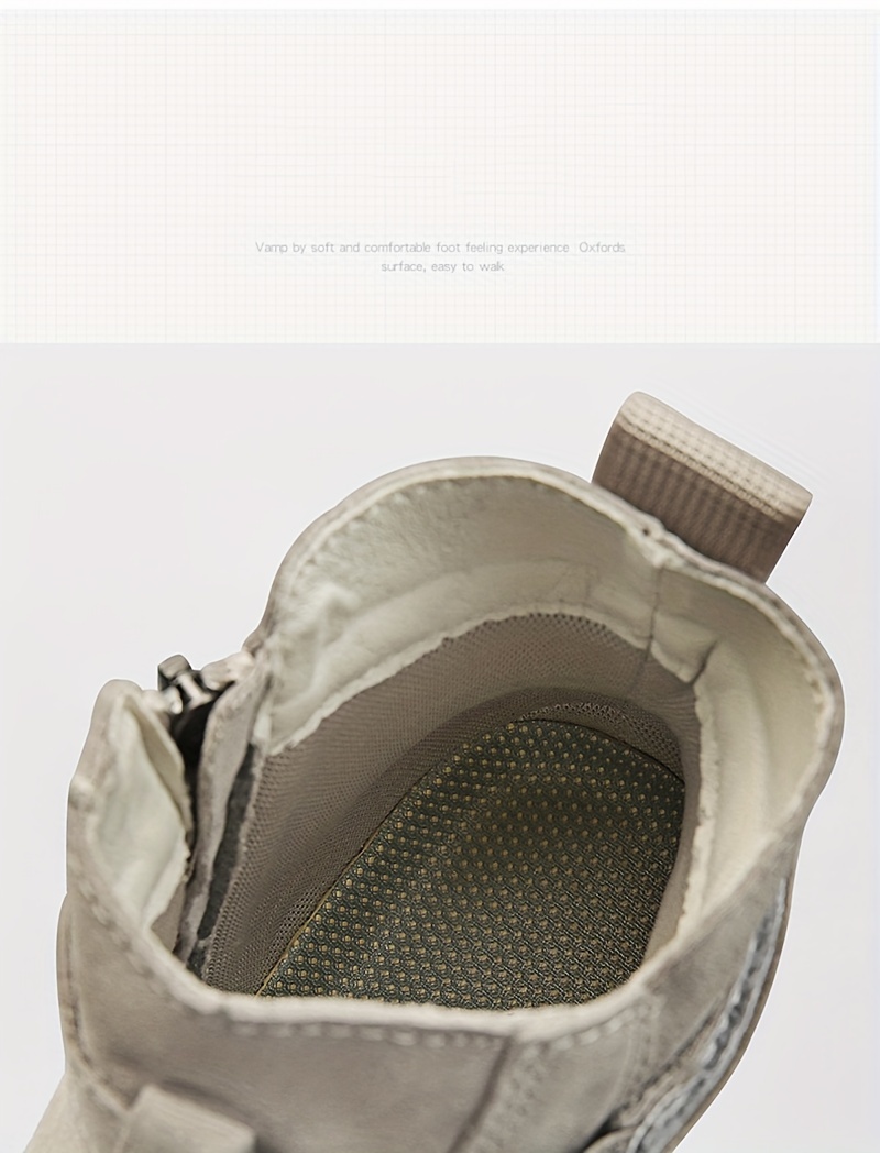 mens leather boots with zippers casual walking shoes high top sneakers details 4