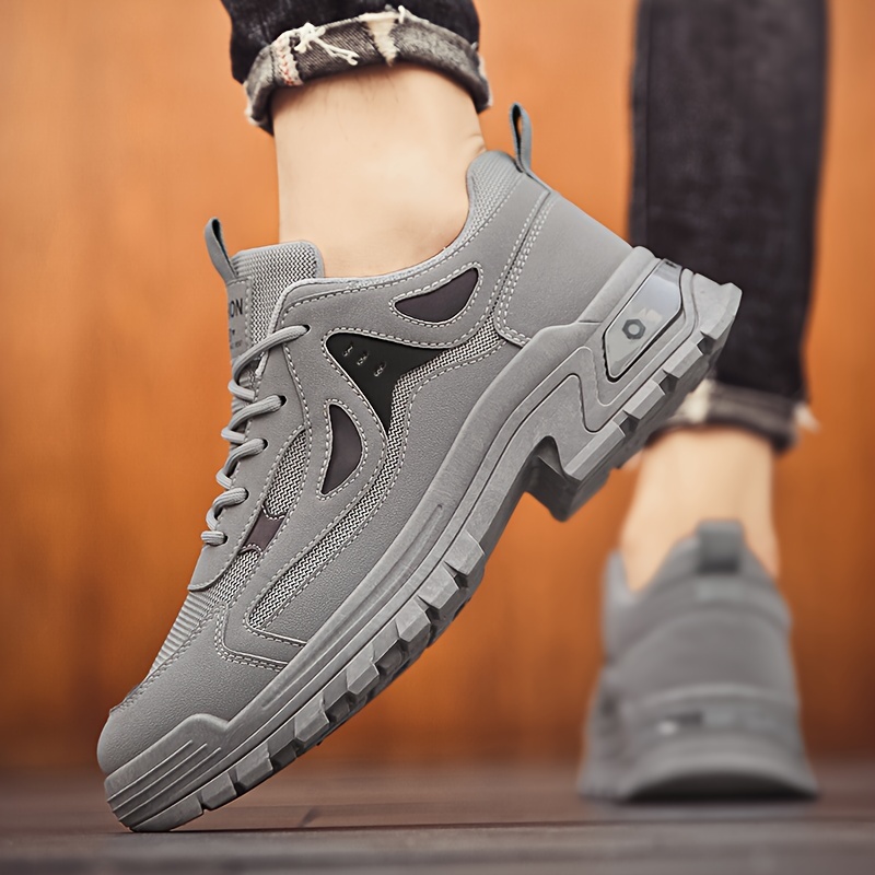 mens casual sneakers with pu leather uppers wear resistant ati skid lace up shoes for outdoor daily details 12