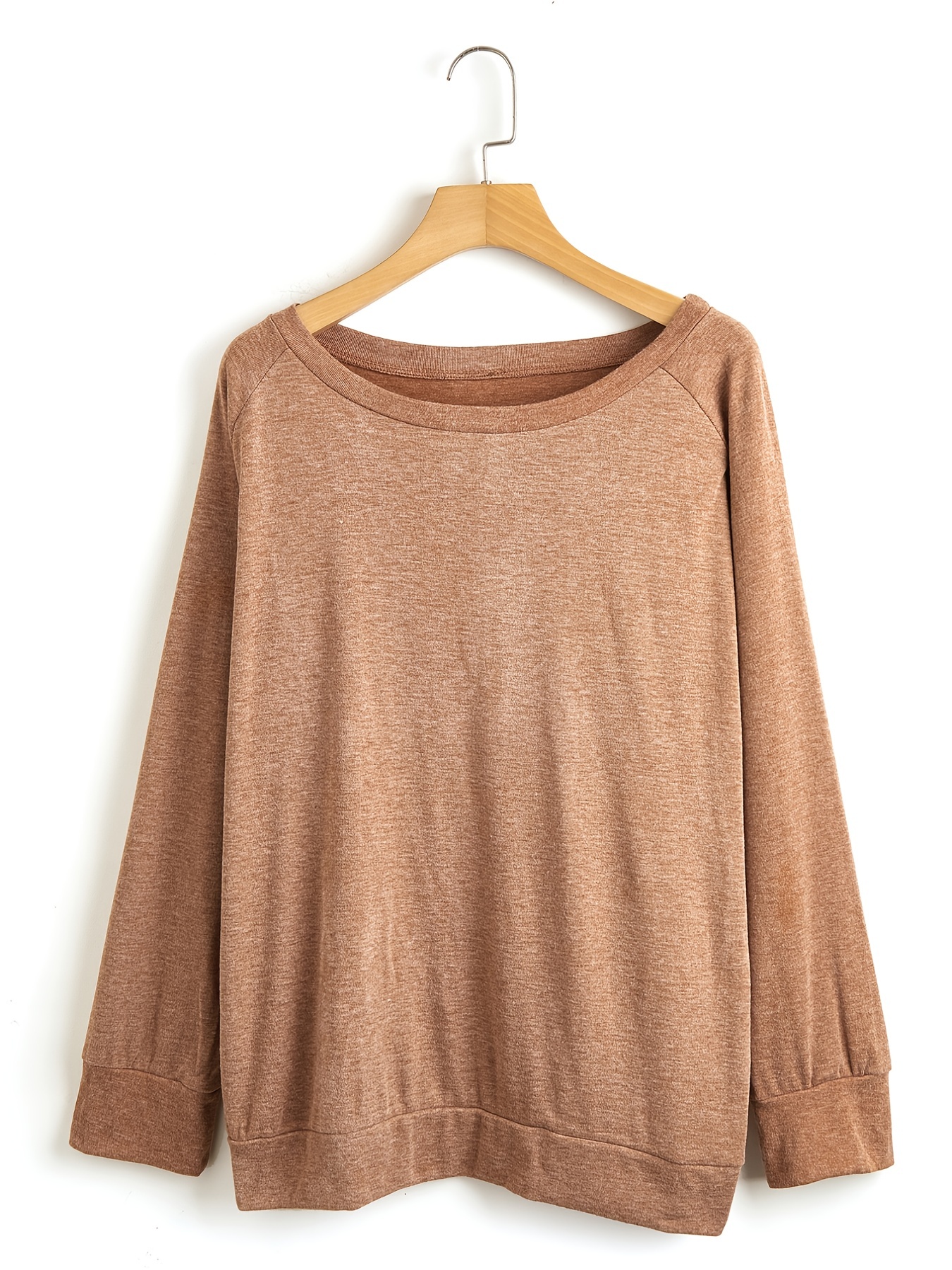 solid pullover sweatshirt long sleeve crew neck sweatshirt casual tops for fall winter womens clothing details 6