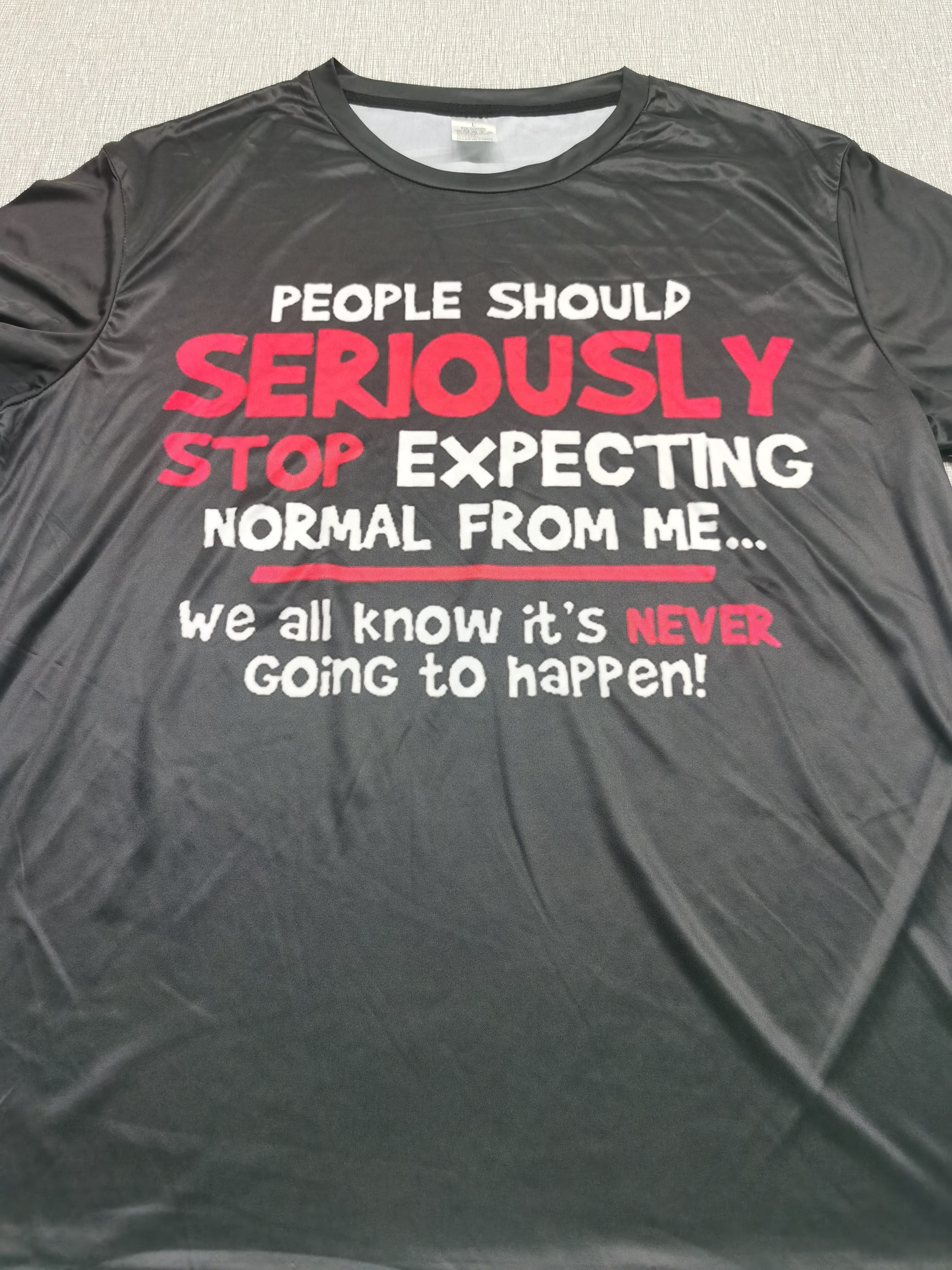 expecting normal from me slogan letter print mens novelty t shirt trendy vintage tees for summer details 2