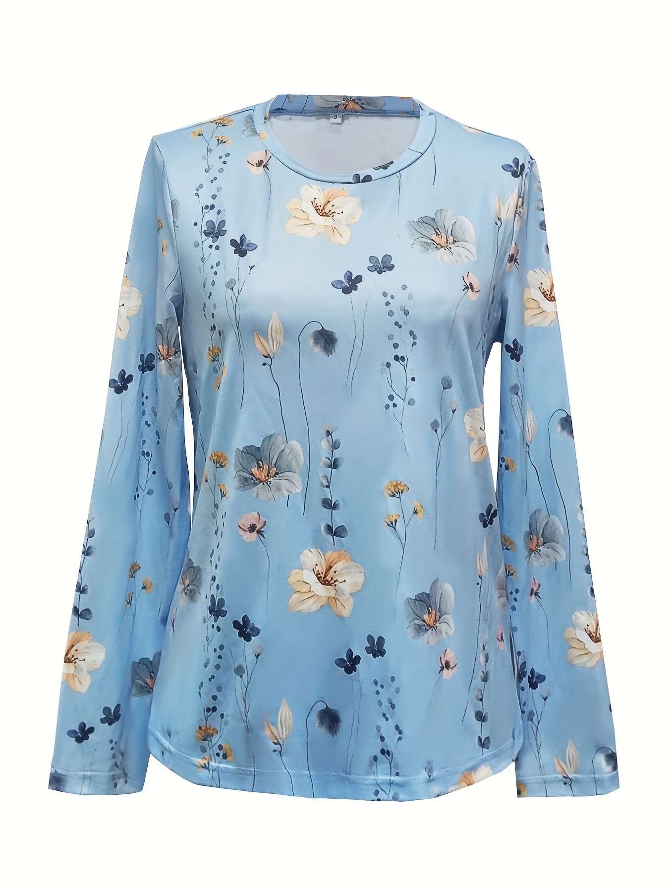 floral print sweatshirt casual long sleeve crew neck sweatshirt for spring fall womens clothing details 12