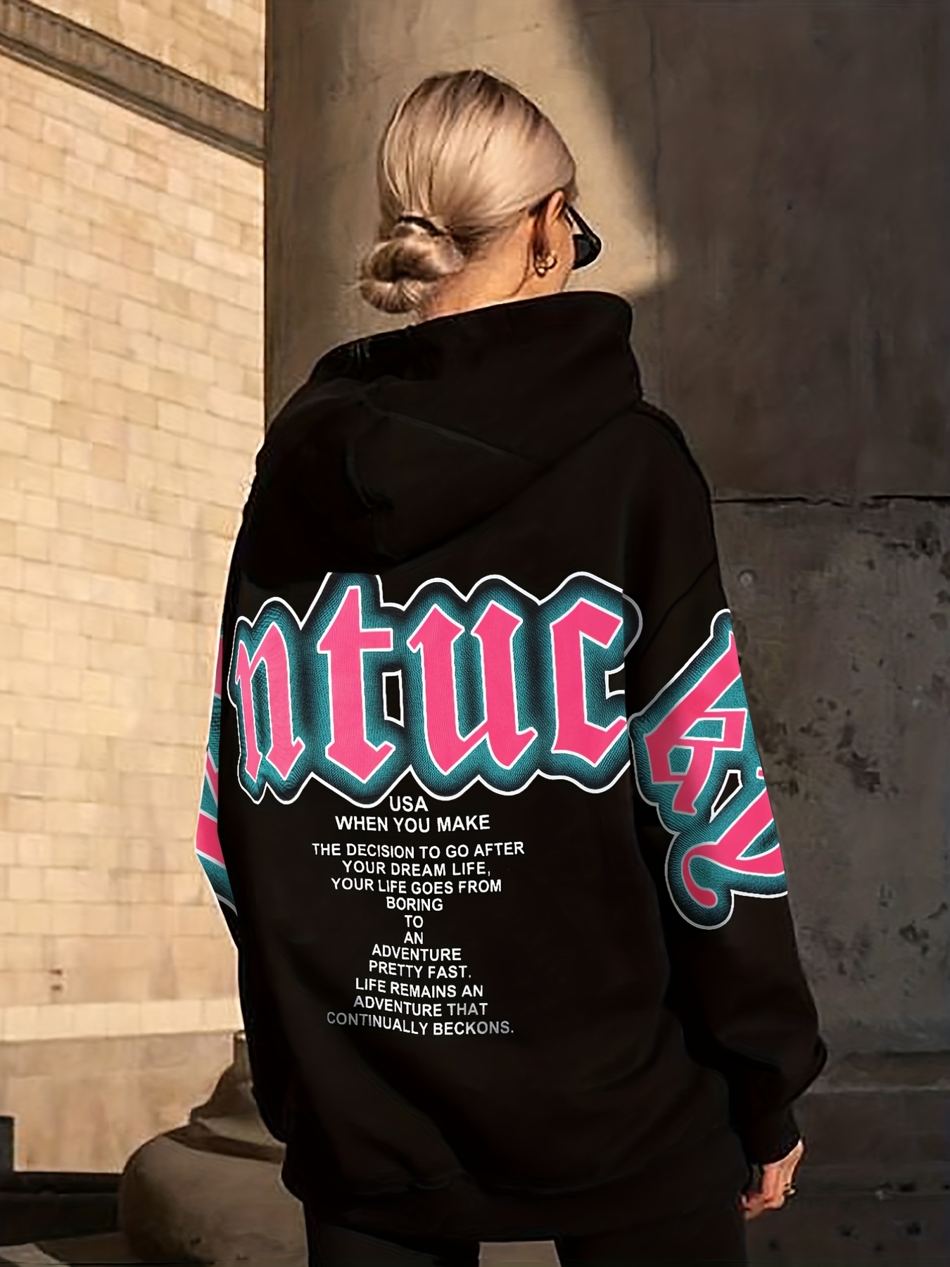 letter print loose hoodie casual long sleeve hoodies sweatshirt womens clothing details 33