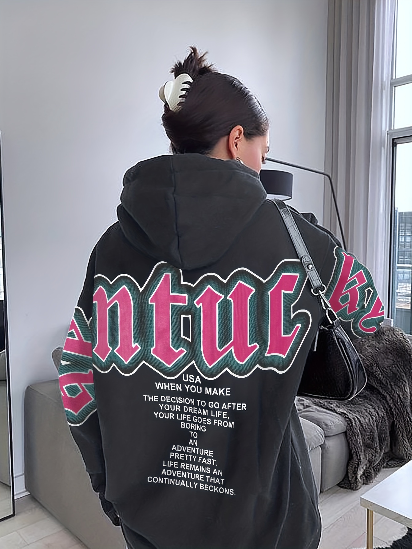 letter print loose hoodie casual long sleeve hoodies sweatshirt womens clothing details 20