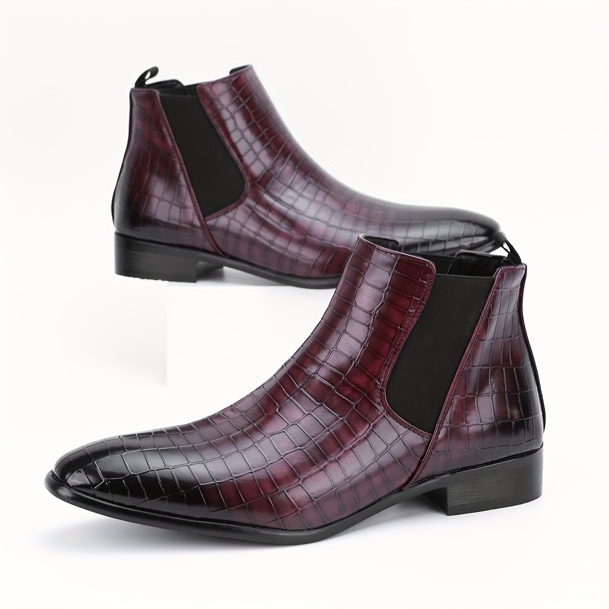 mens fashion pointed toe chelsea boots versatile anti skid slip on ankle boots for outdoor spring and autumn details 5