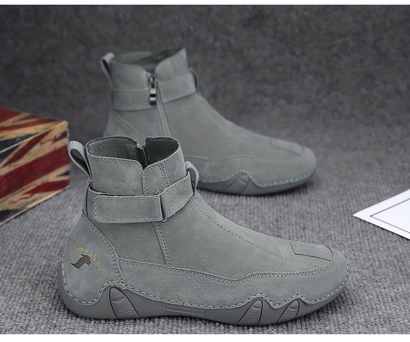 mens leather boots with zippers casual walking shoes high top sneakers details 12