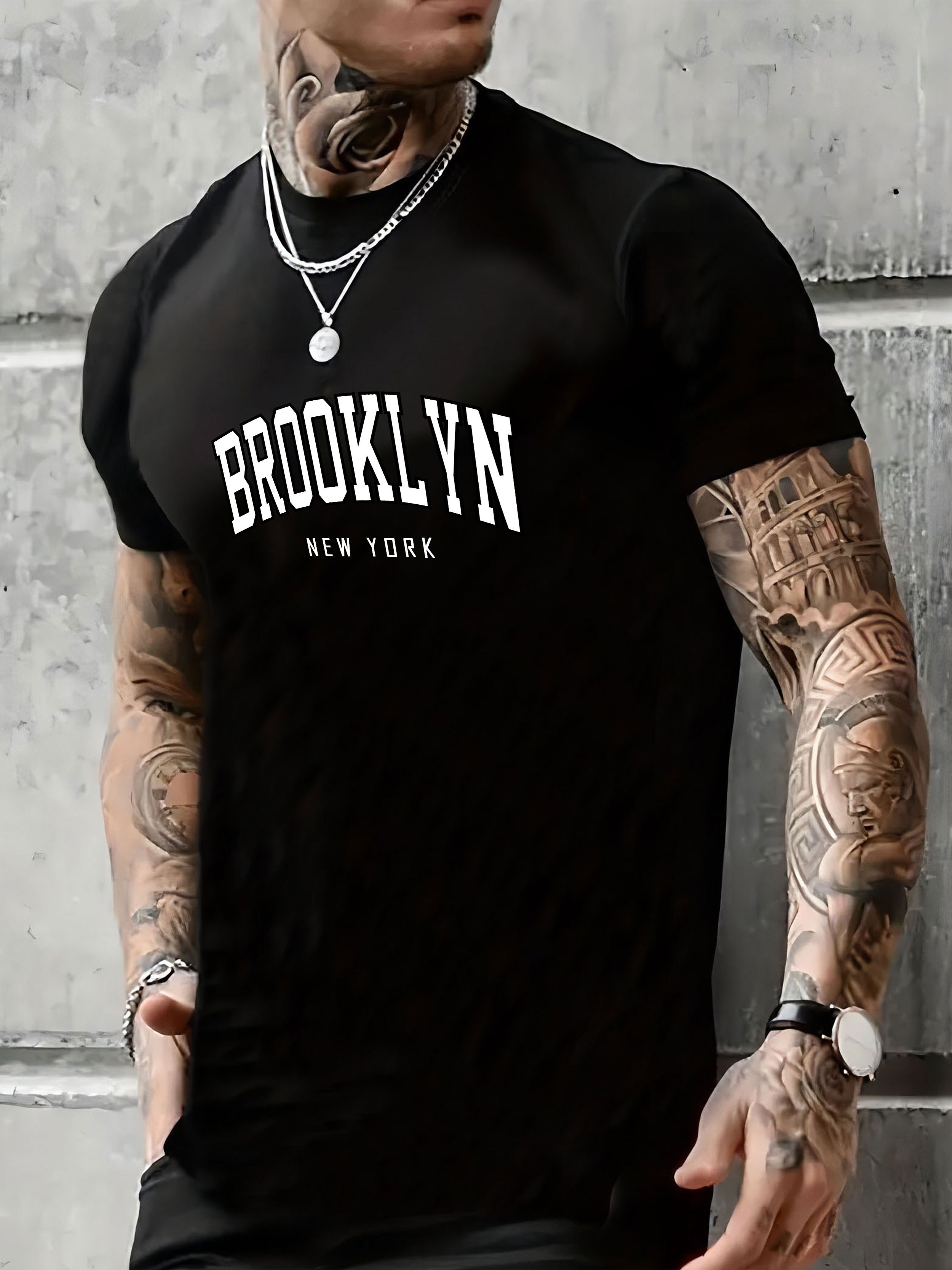 brooklyn new york print mens graphic t shirt casual comfy tees for summer mens clothing details 5