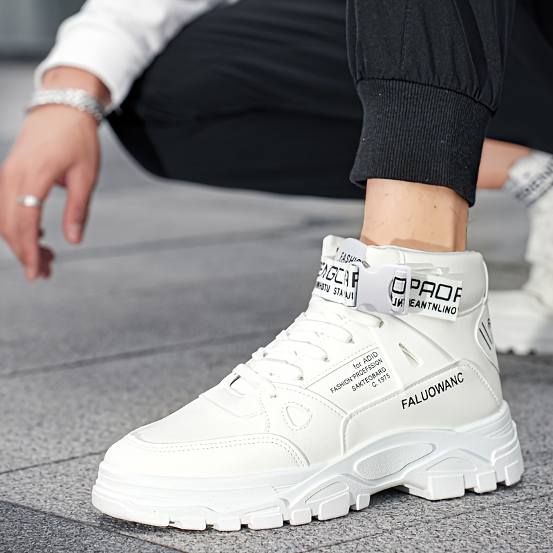 mens trendy work boots windproof anti skid high top lace up shoes with thick sole for outdoor walking running hiking autumn and winter details 8