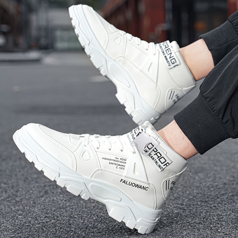 mens trendy work boots windproof anti skid high top lace up shoes with thick sole for outdoor walking running hiking autumn and winter details 10