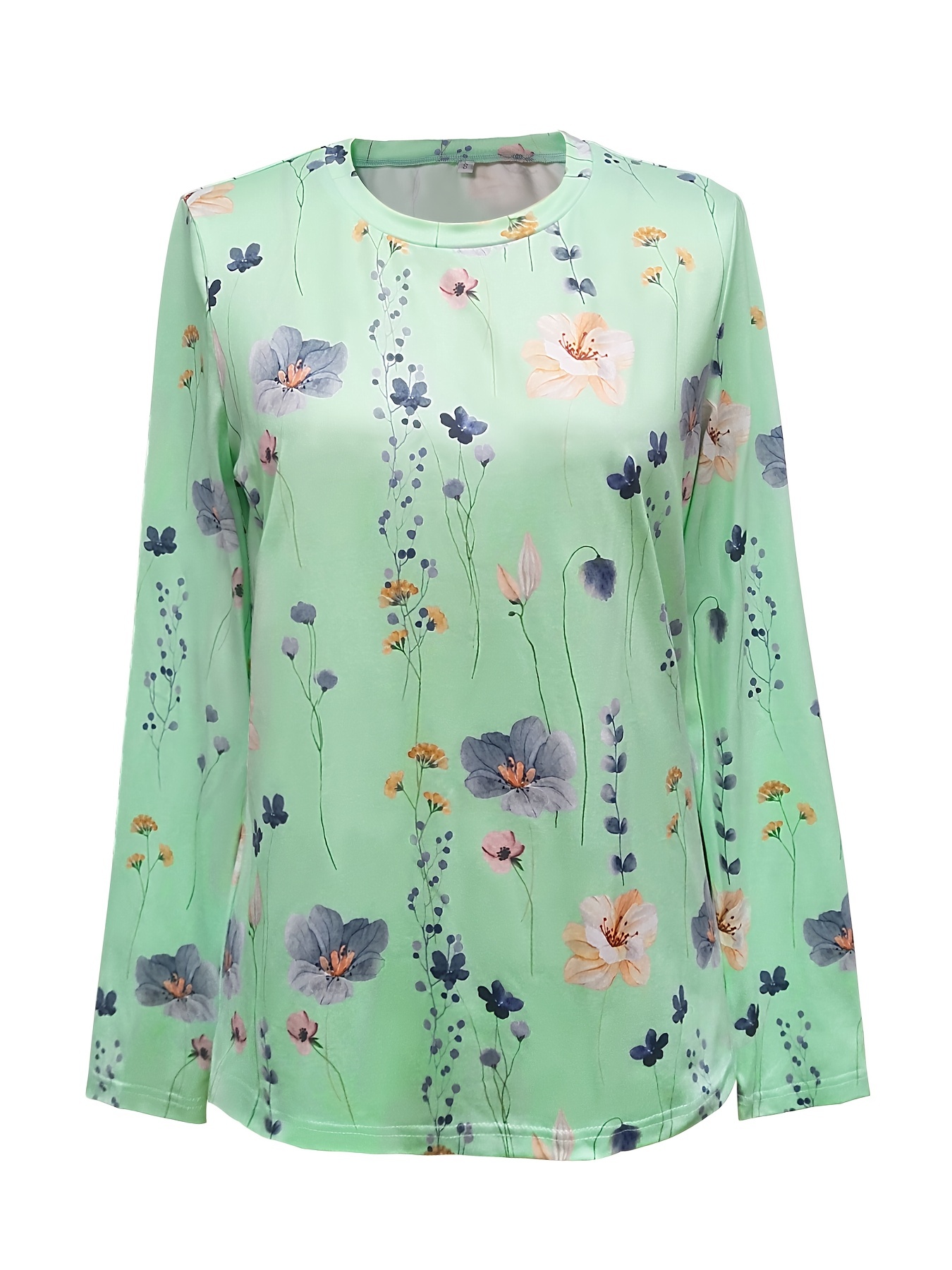 floral print sweatshirt casual long sleeve crew neck sweatshirt for spring fall womens clothing details 2