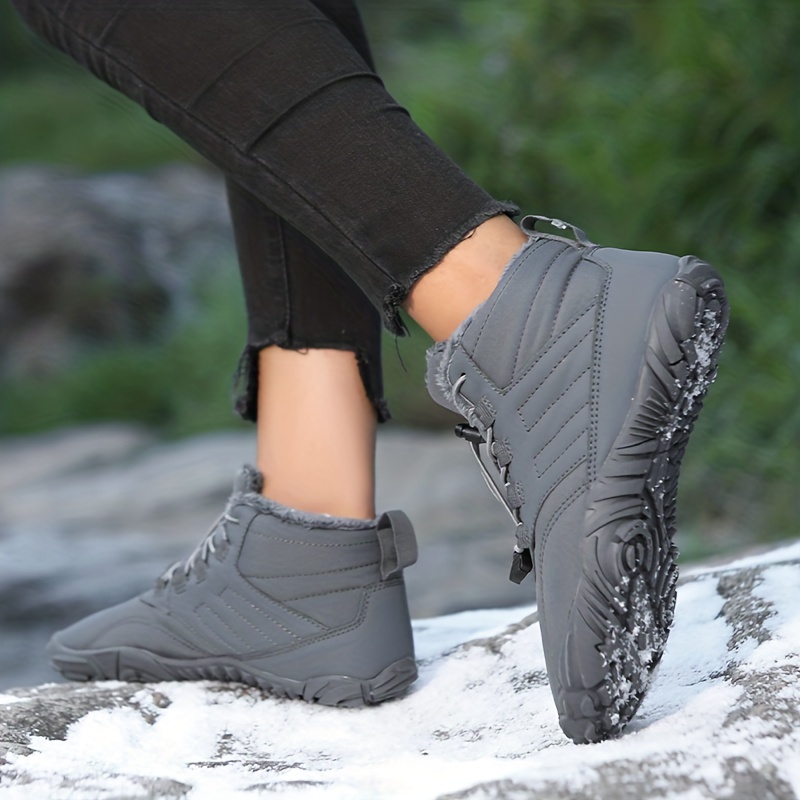 mens hiking boots warm plush lining durable non slip comfortable snow boots outdoor shoes for hiking climbing hunting trekking fall winter details 5