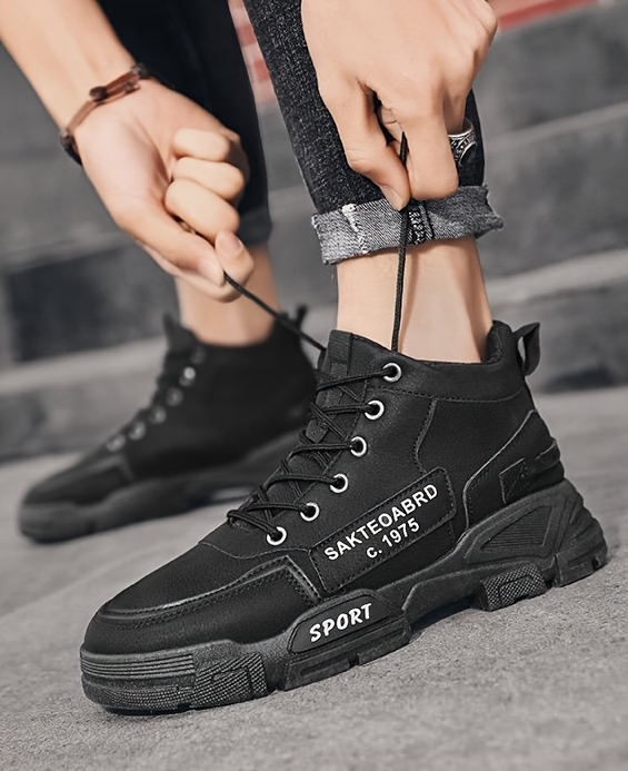 mens sturdy work boots lace up boots comfortable and breathable shoes sneakers details 5