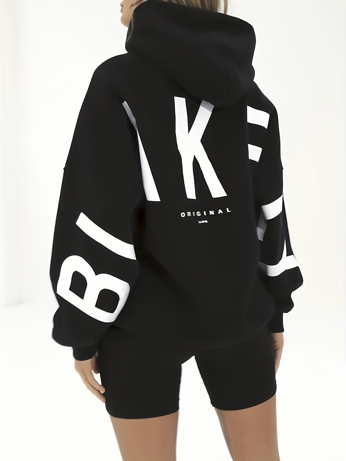 letter print hoodie casual long sleeve hoodies sweatshirt womens clothing details 0