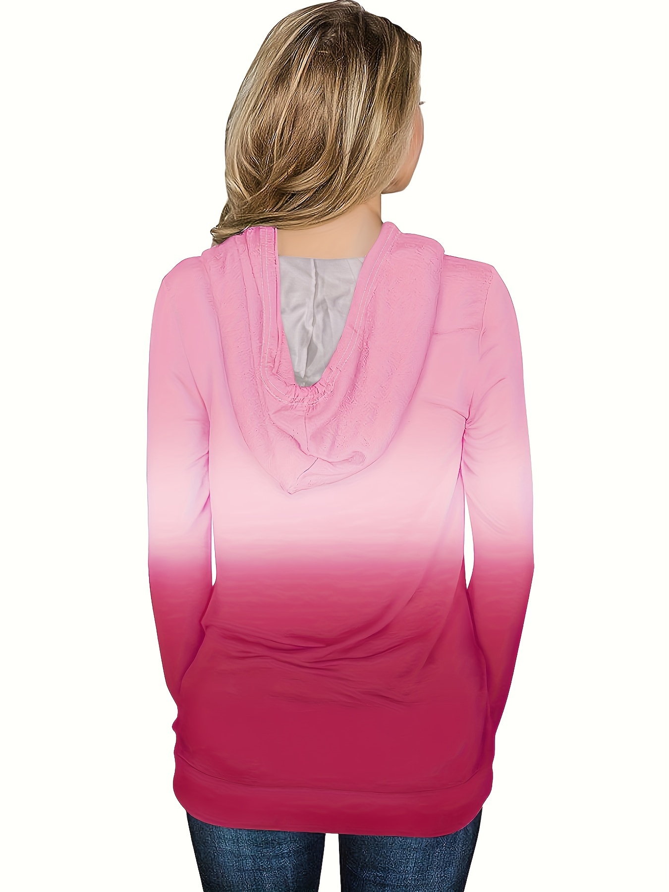 ombre kangaroo pocket hoodie casual long sleeve drawstring hoodies sweatshirt womens clothing details 13